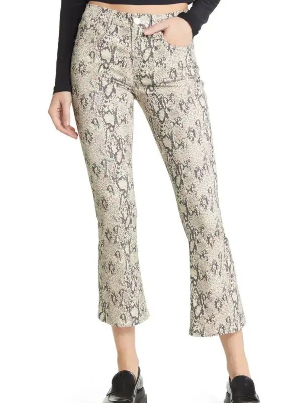 FRAME Le Crop High Waist Mini Bootcut Jeans Serpant Snakeskin Python Size 31
